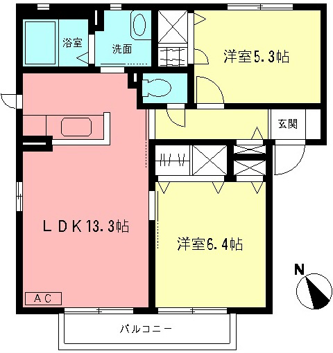 ボナールC 201号室 間取り