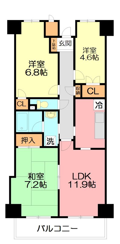 アズフローラいずみ野 211号室 間取り