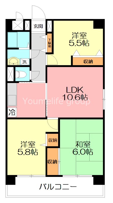サニープレイス 406号室 間取り