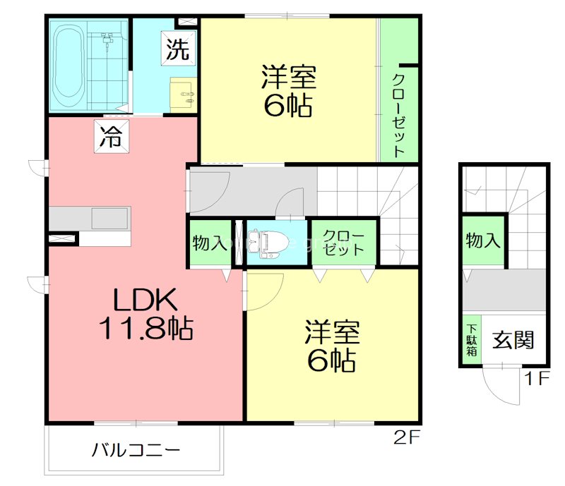 ソレイユ鴨宮 201号室 間取り