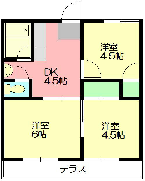 コーポなかいⅠ 205号室 間取り