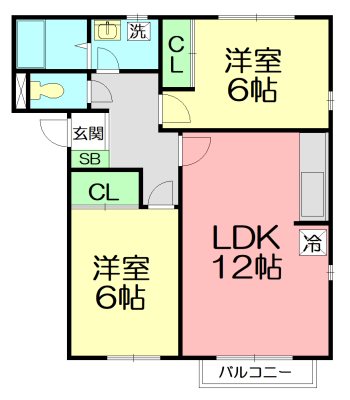 Grace　E棟 202号室 間取り