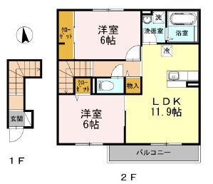 ドミール宮の上 202号室 間取り