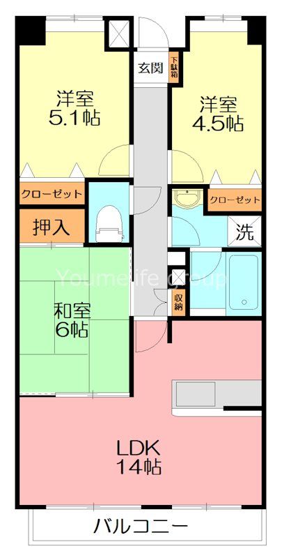 ラルジュ本郷台 302号室 間取り