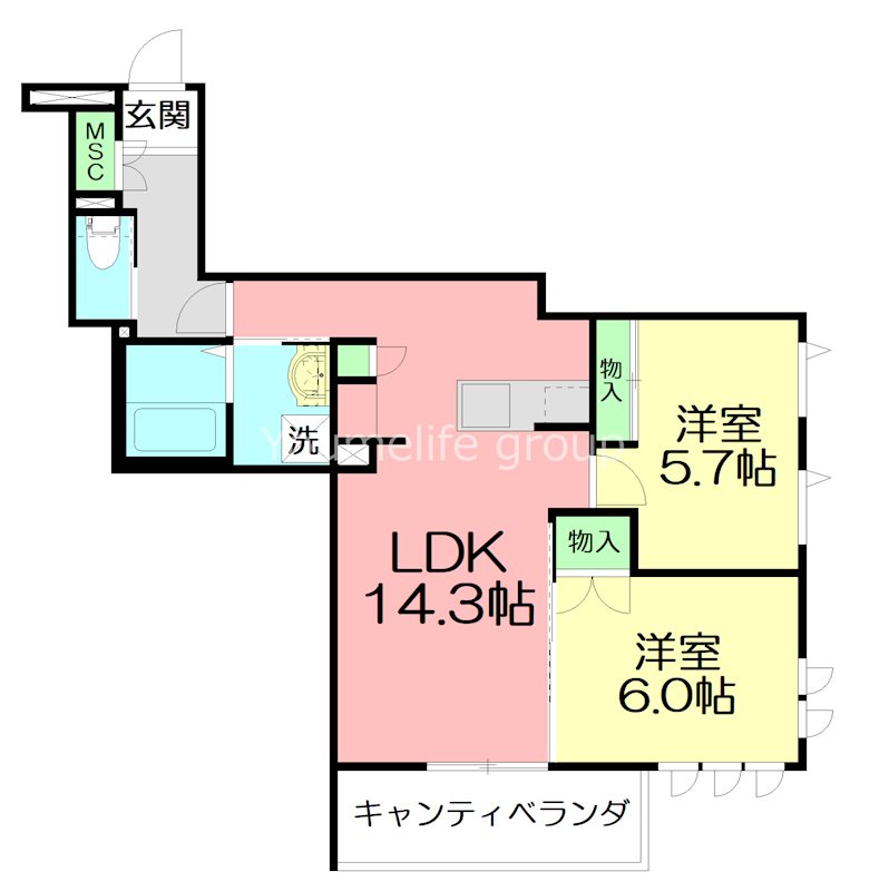casa栄 403号室 間取り