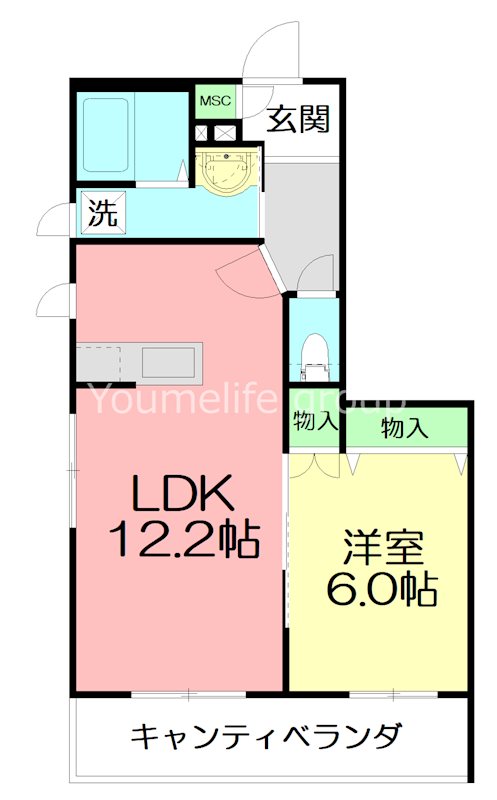 casa栄 405号室 間取り