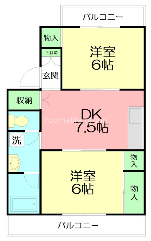 大六天マンション 201号室 間取り