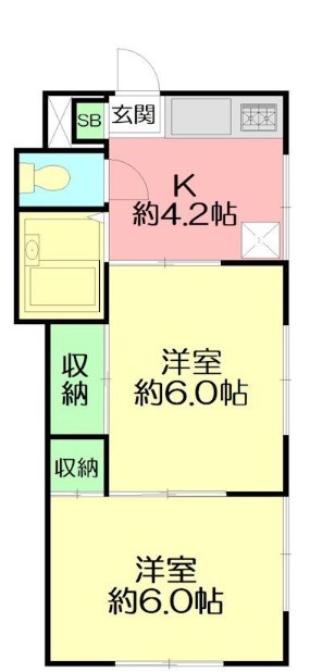 フェリス伊勢原  201号室 間取り