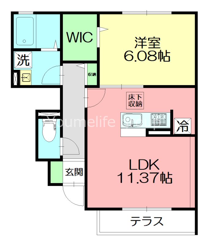 蒼の杜　風 103号室 間取り