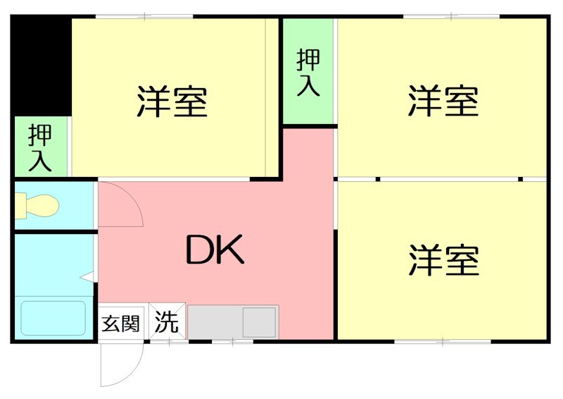 第3ミドリハイツ 201号室 間取り