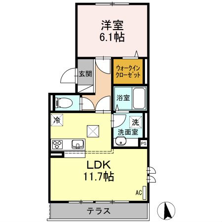 グランドパレス 101号室 間取り