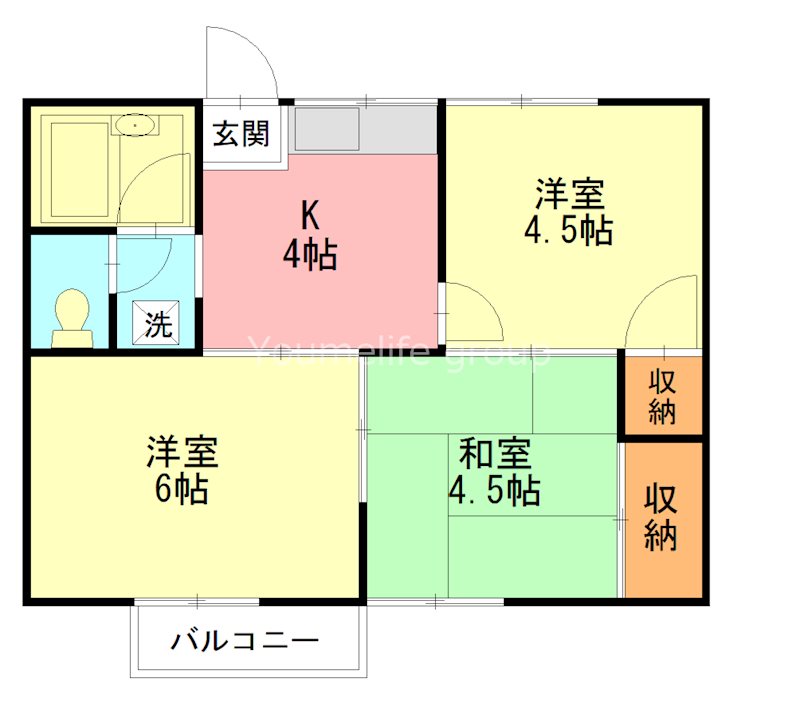 パレス西延沢（パレスニシノブサワ） 102号室 間取り