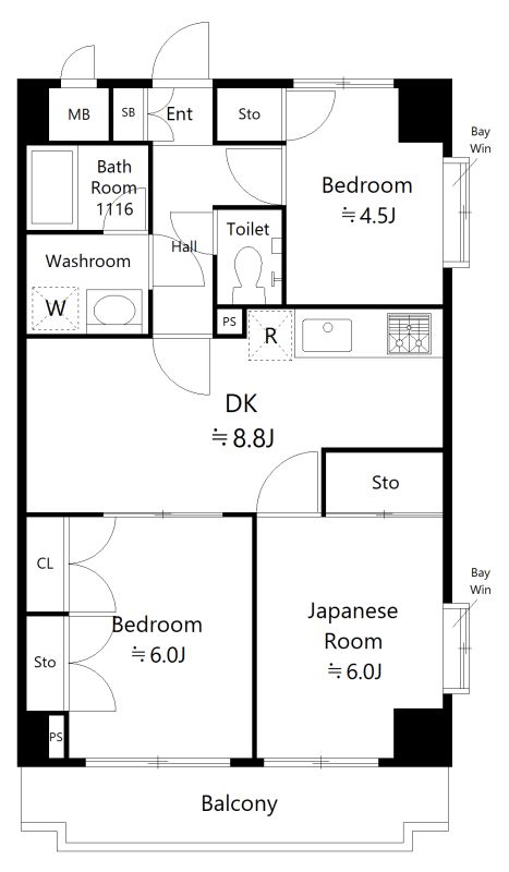 スカイパレス東戸塚 615号室 間取り
