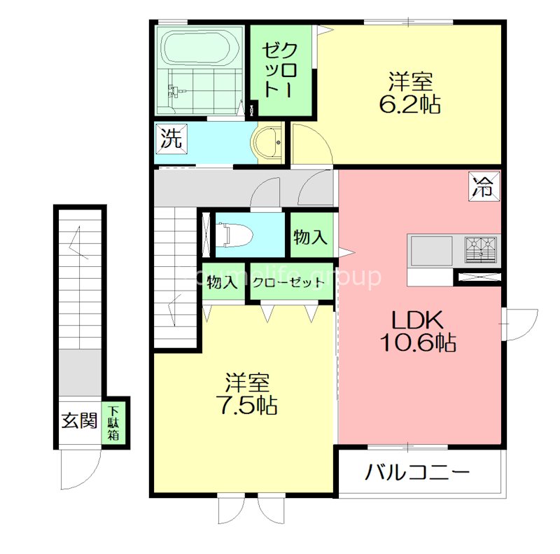 セレスティンワール B棟 203号室 間取り