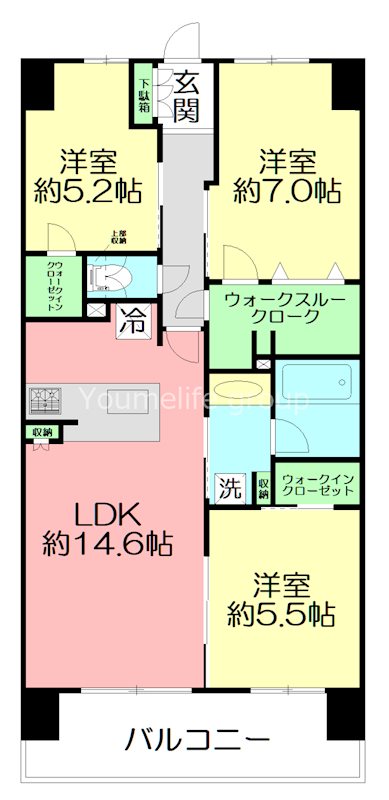 サンクレイドル伊勢原レジデンス　Bloom Court(サンクレイドルイセハラ ブルームコート) 1305号室 間取り