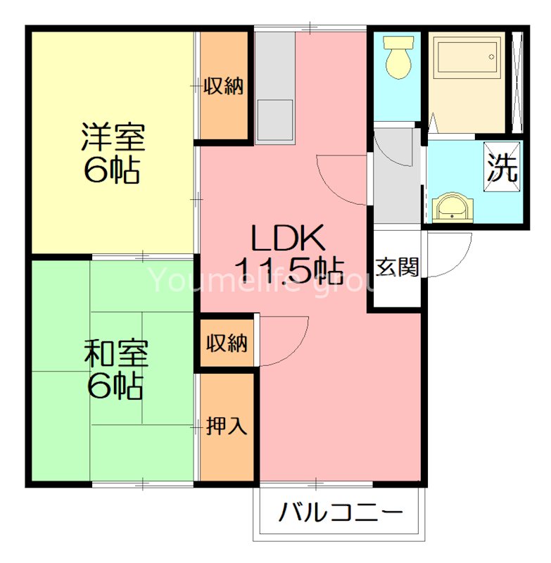 コーポ寺ヶ丘 202号室 間取り