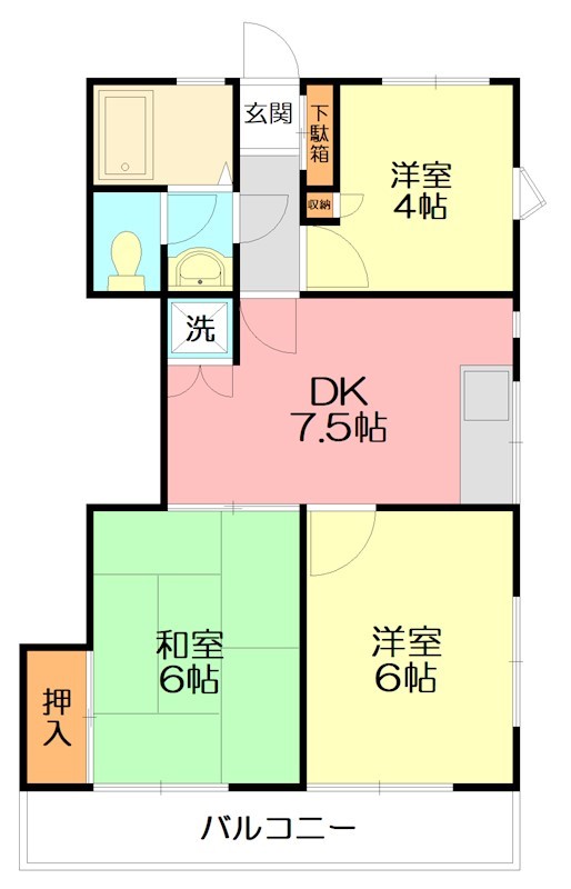 ハイツ3&8 201号室 間取り