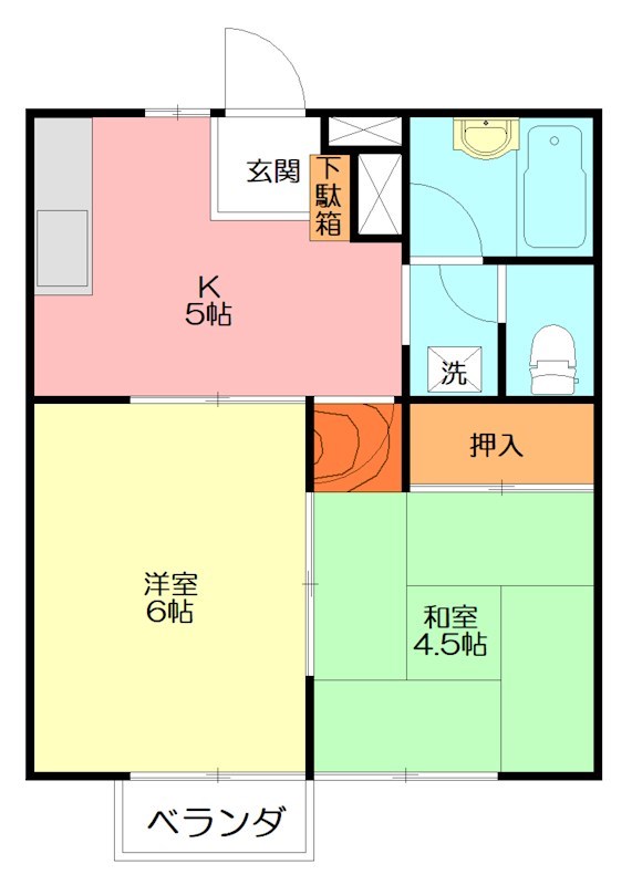 コーポマルマB棟 201号室 間取り