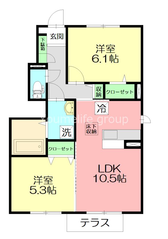 ビューテラス平井　A 101号室 間取り