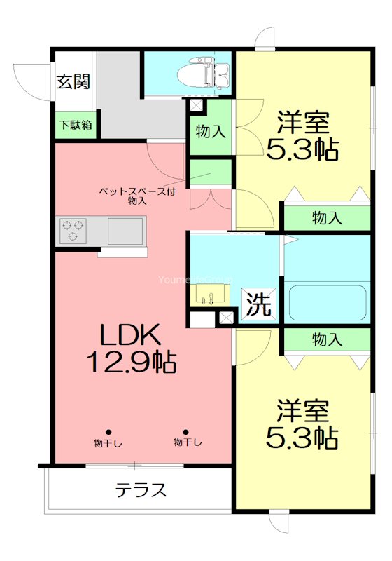 シャンテ　くげぬま 102号室 間取り