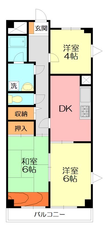 ペアコート伊勢原 606号室 間取り
