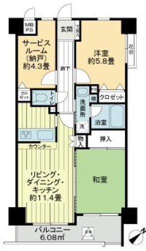 ライオンズマンション南藤沢 502号室 間取り