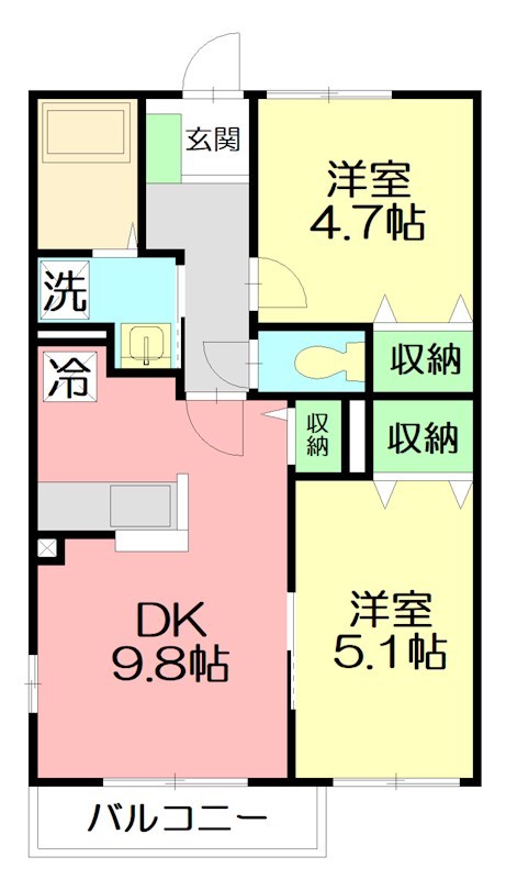 メゾンヴェルジェ 201号室 間取り
