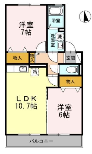 ラマージュⅠ 102号室 間取り