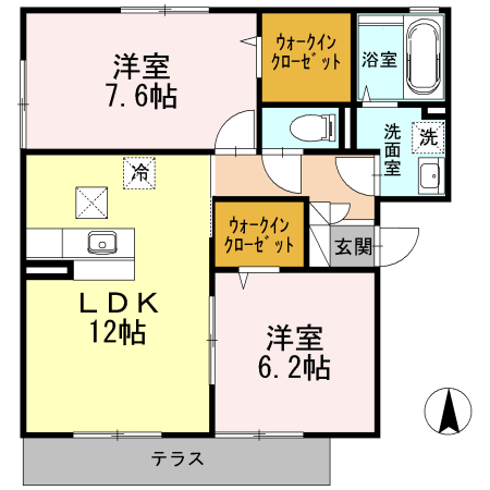 コンフィデンテⅡ 101号室 間取り