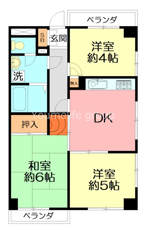 コスモ戸塚ツインコートB棟 504号室 間取り