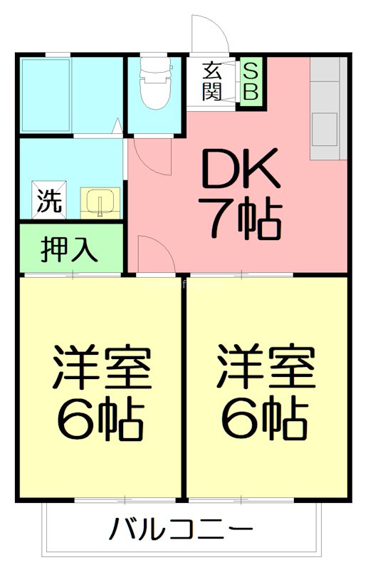 台河原ハイツ 202号室 間取り