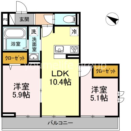 Calore開成 301号室 間取り