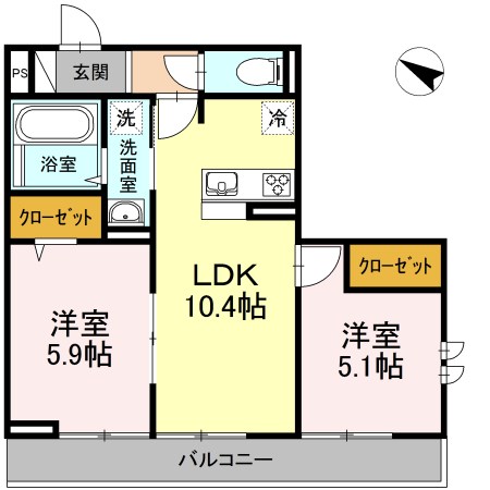 Calore開成 301号室 間取り