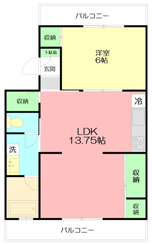 大六天マンション 105号室 間取り