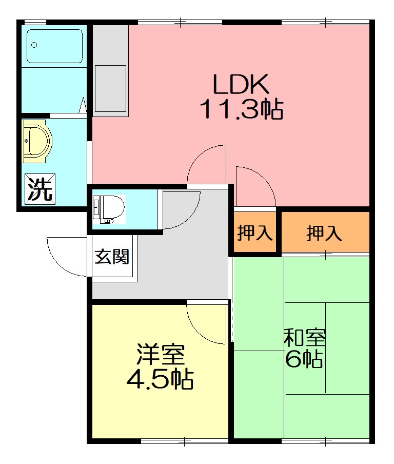 コーポ山室A 102号室 間取り