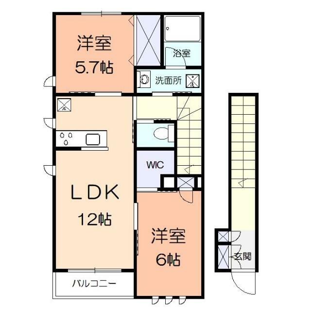 パラシオンS 201号室 間取り