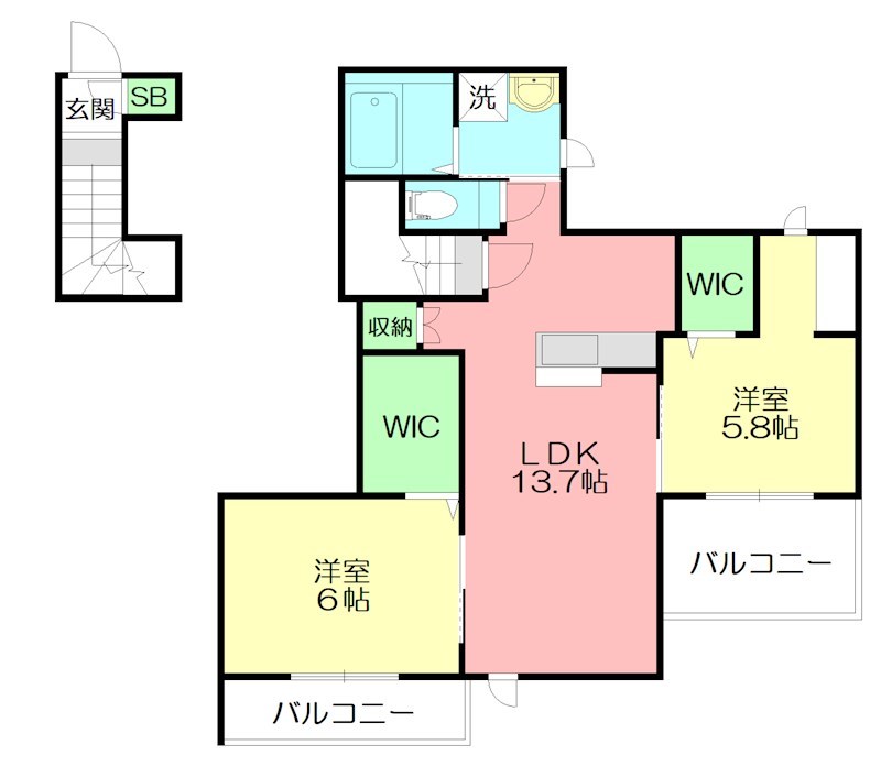 オルテンシア 202号室 間取り