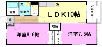 サンイースト 103号室 間取り