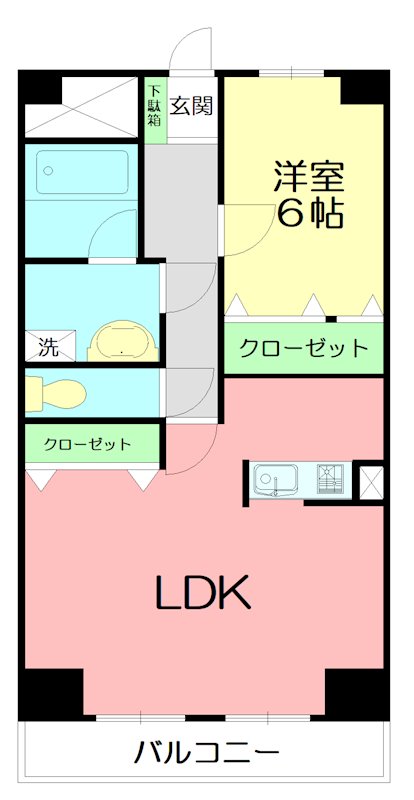 ペアコート伊勢原 407号室 間取り