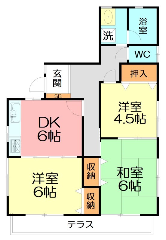 程島コーポ 1F号室 間取り