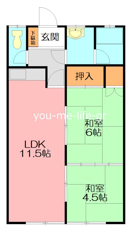 石井アパートPart1B棟 201号室 間取り