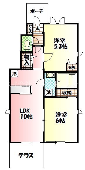 ローズヒルK B-1号室 間取り