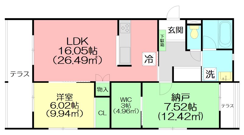 ソルヴィータ天王山Ⅰ 3-B号室 間取り