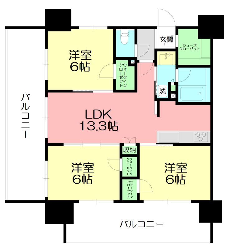 プレシス本厚木エクシア 1401号室 間取り