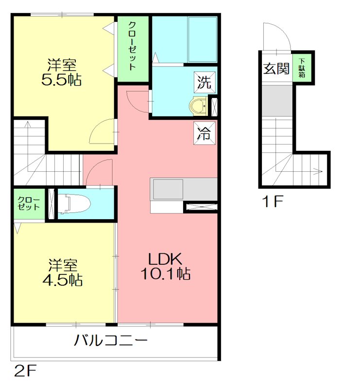 大黒屋ハイツ一番館 201号室 間取り