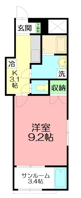 クレールカーサ  101号室 間取り