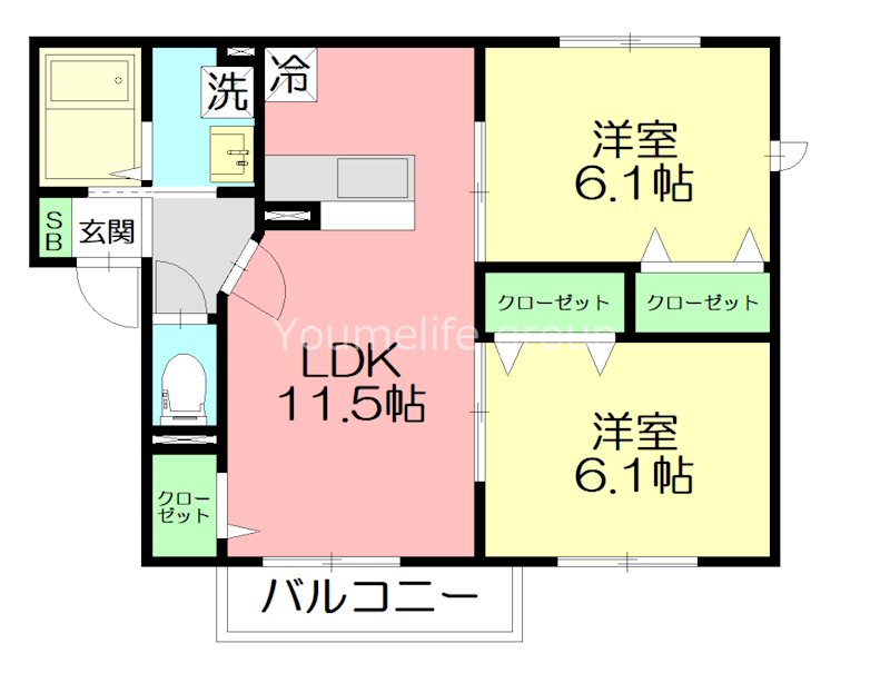 ルミエール 102号室 間取り