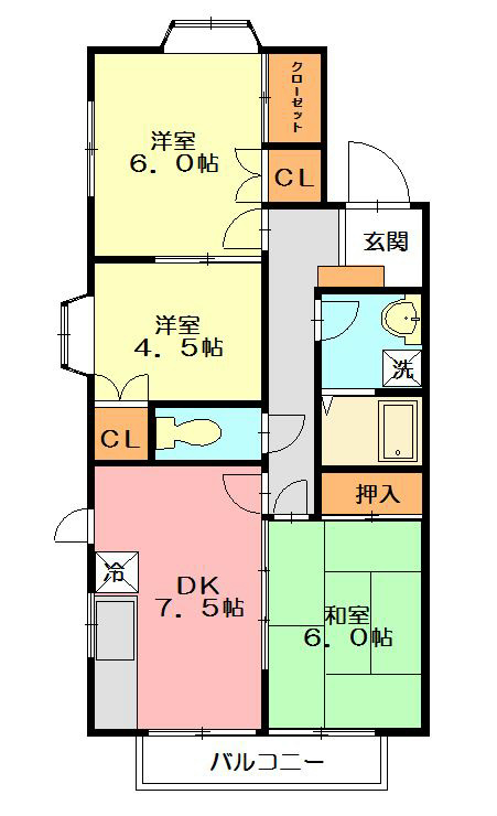 コスモ松が岡 202号室 間取り
