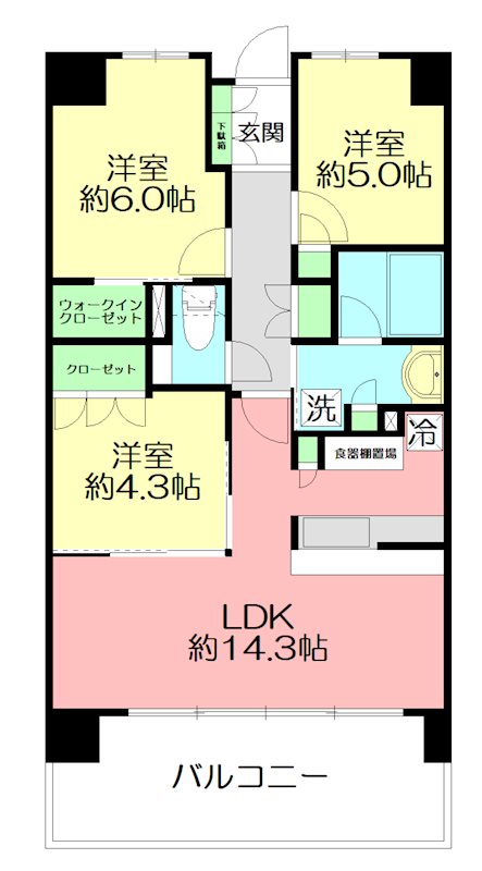 リストレジデンス茅ヶ崎 5F号室 間取り