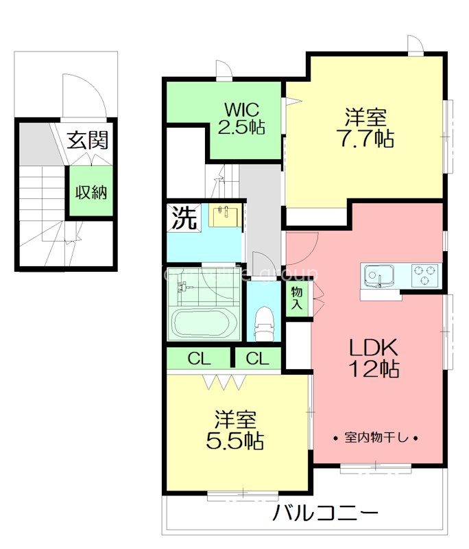 Clef Trois(クレトロワ) 202号室 間取り